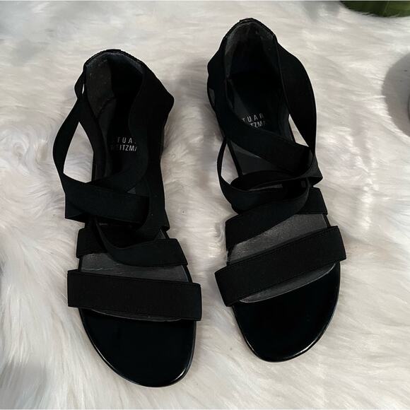 NEW Stuart Weitzman Crisscrossed Strap Ankle Flat Sandals Black Sz 5.5 NWOB - Picture 7 of 14
